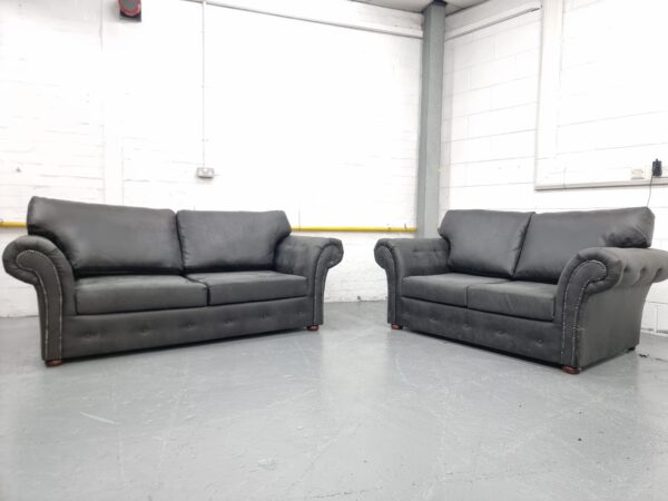 Oakland Charcoal Suede 3 and 2 Seater Sofas - Image 3