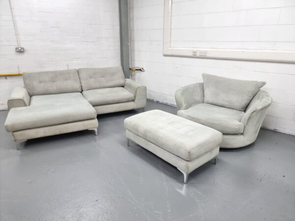 Sofology Chaise and Swivel Chair with Footstool