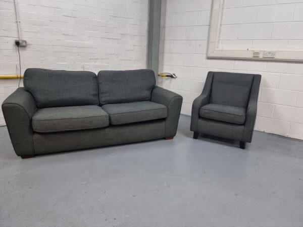 Dark Grey 2 and 1 Seater Sofa and Chair