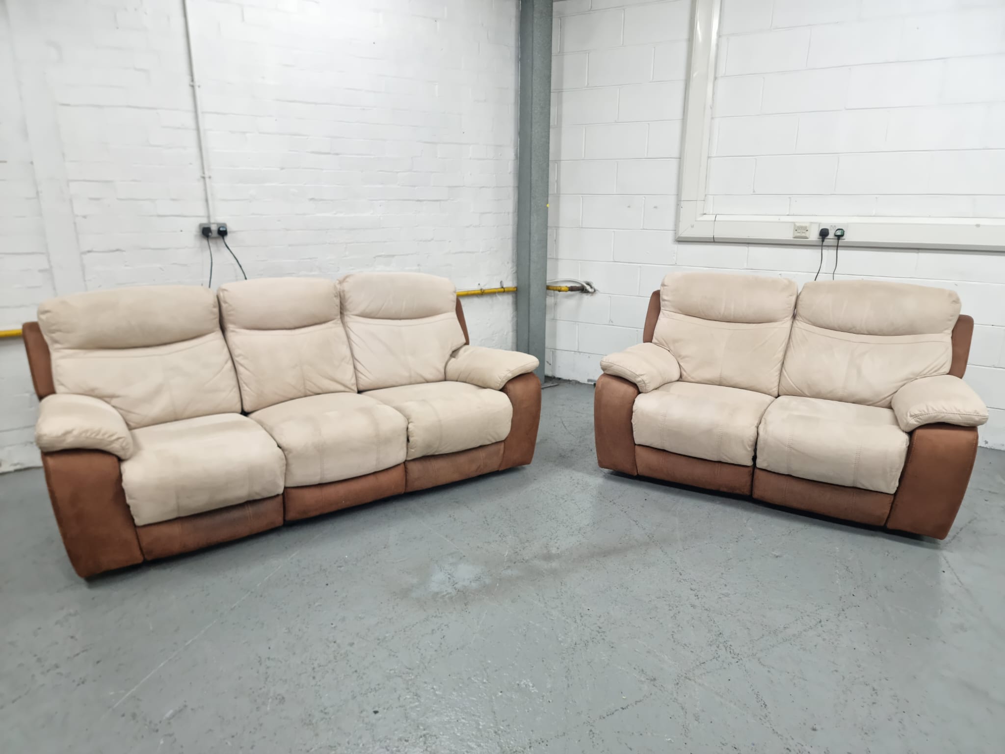 Dfs Suede 3 and 2 Seater Manual Recliner Sofas