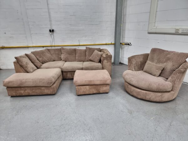 Corded Corner Sofa and Swivel Chair - Image 3