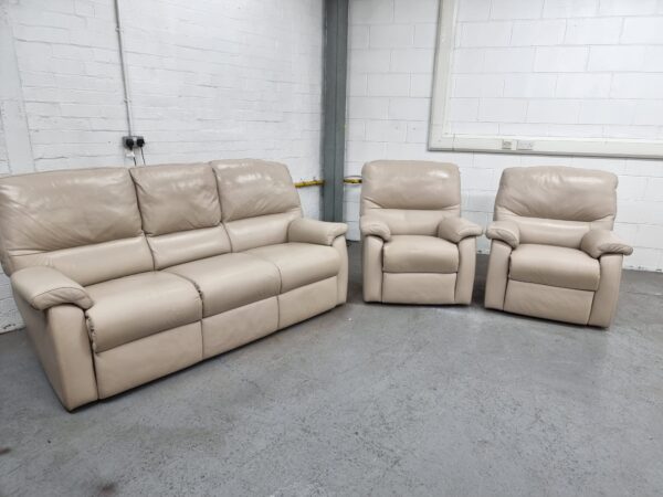 G Plan Full Leather 3 Piece Suite Sofa and Chairs - Image 4