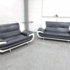 Black and White Leather 2 Seater Sofas - Image 2