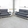 Black and White Leather 2 Seater Sofas - Image 6
