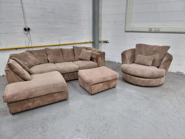 Corded Corner Sofa and Swivel Chair - Image 2