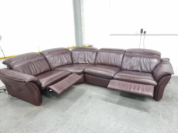 Sofology Burgundy Full Leather Electric Recliner Sofa - Image 6