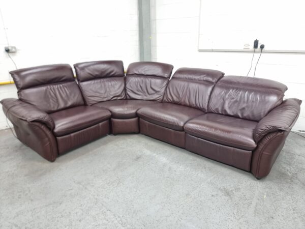 Sofology Burgundy Full Leather Electric Recliner Sofa