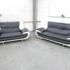 Black and White Leather 2 Seater Sofas