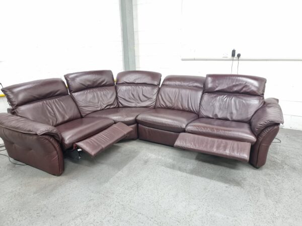 Sofology Burgundy Full Leather Electric Recliner Sofa - Image 5