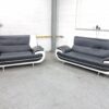 Black and White Leather 2 Seater Sofas - Image 3
