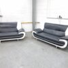 Black and White Leather 2 Seater Sofas - Image 4