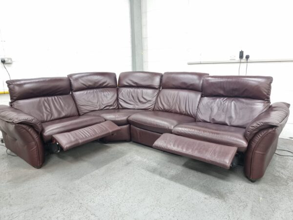 Sofology Burgundy Full Leather Electric Recliner Sofa - Image 4