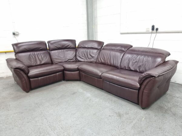 Sofology Burgundy Full Leather Electric Recliner Sofa - Image 2