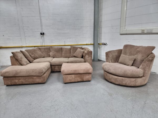 Corded Corner Sofa and Swivel Chair