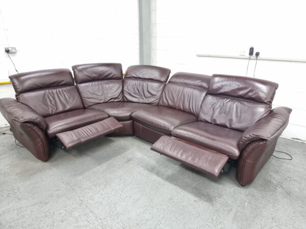 Sofology Burgundy Full Leather Electric Recliner Sofa - Image 7