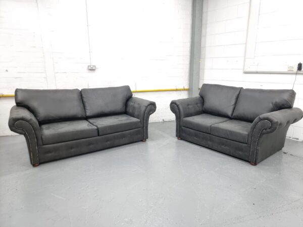 Oakland Charcoal Suede 3 and 2 Seater Sofas