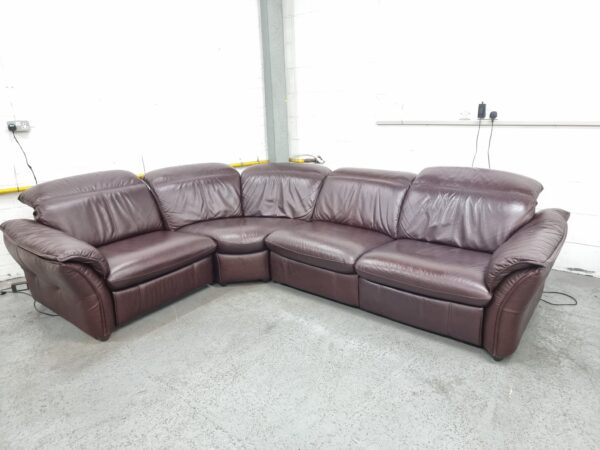 Sofology Burgundy Full Leather Electric Recliner Sofa - Image 3