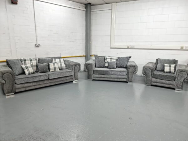 Grey 3 Piece Suite Sofas and Chair