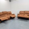 Tan Suede 3 and 2 Seater Manual Recliner Sofas - Image 5