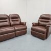 Sherborne Brown Leather 2 and 1 Seater Sofa and Chair - Image 2