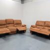 Tan Suede 3 and 2 Seater Manual Recliner Sofas - Image 3