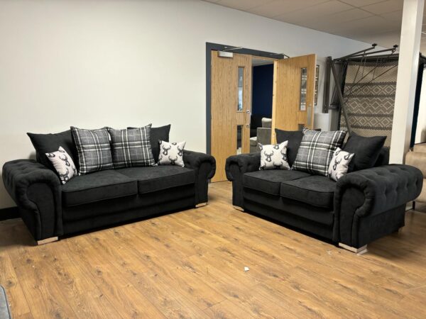 Verona Black 3 and 2 Seater Sofas