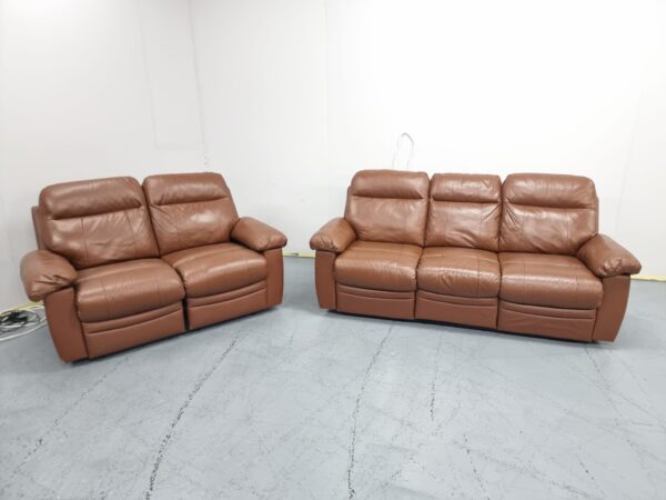 Leather 3 and 2 Seater Manual Recliner Sofas