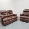 Sherborne Brown Leather 2 and 1 Seater Sofa and Chair - Image 3