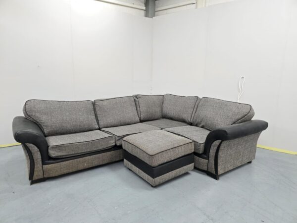 Fabric Grey/Black Corner Sofa - Image 2