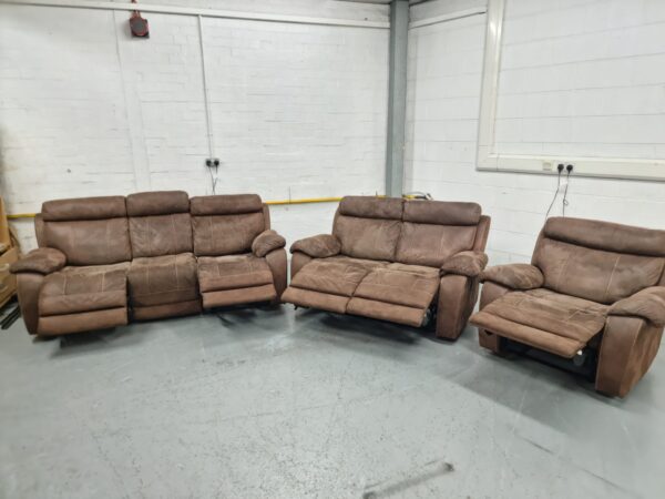 Harvey's Suede 3 Piece Suite Recliner Sofas and Chair - Image 7