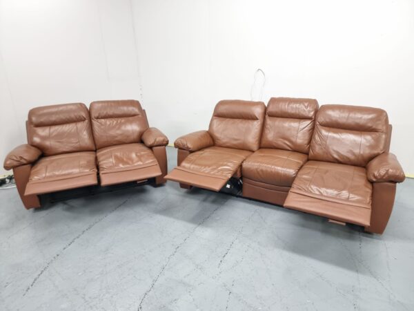 Leather 3 and 2 Seater Manual Recliner Sofas - Image 5