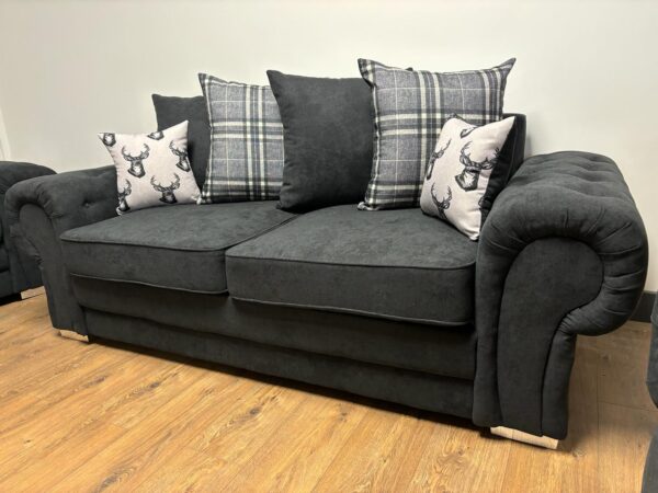 Verona Black 3 and 2 Seater Sofas - Image 3