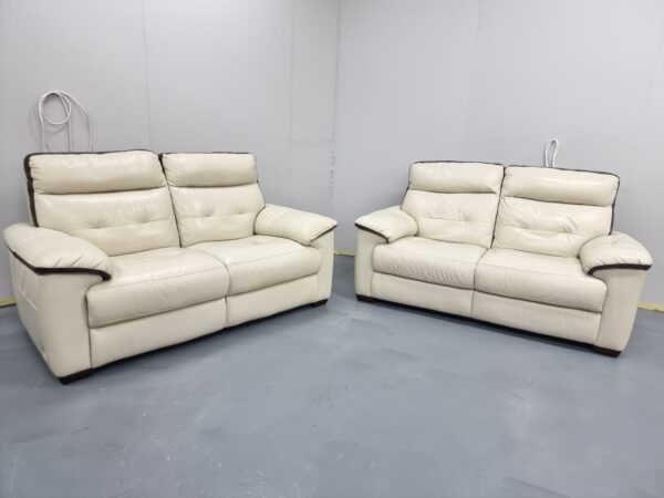 Violino Full Italian Cream Leather 2 Seater Sofas - Image 2