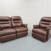 Sherborne Brown Leather 2 and 1 Seater Sofa and Chair