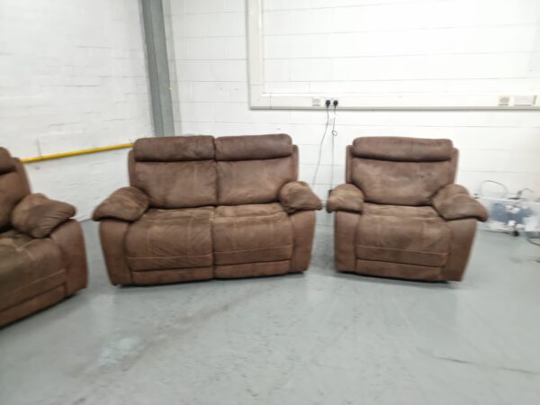 Harvey's Suede 3 Piece Suite Recliner Sofas and Chair - Image 6