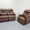 Sherborne Brown Leather 2 and 1 Seater Sofa and Chair - Image 4