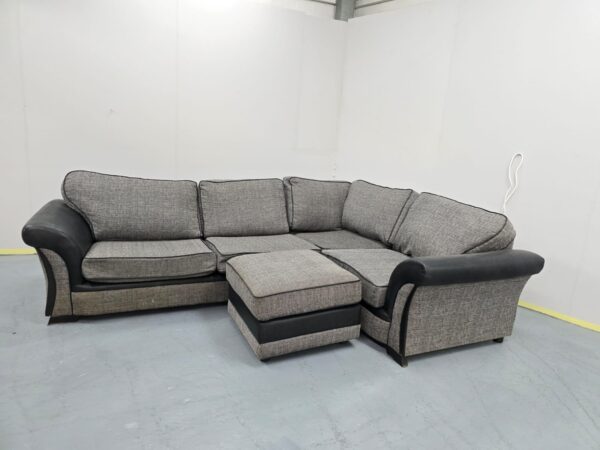 Fabric Grey/Black Corner Sofa - Image 3