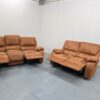 Tan Suede 3 and 2 Seater Manual Recliner Sofas - Image 6
