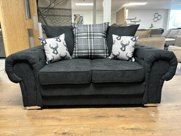 Verona Black 3 and 2 Seater Sofas - Image 4