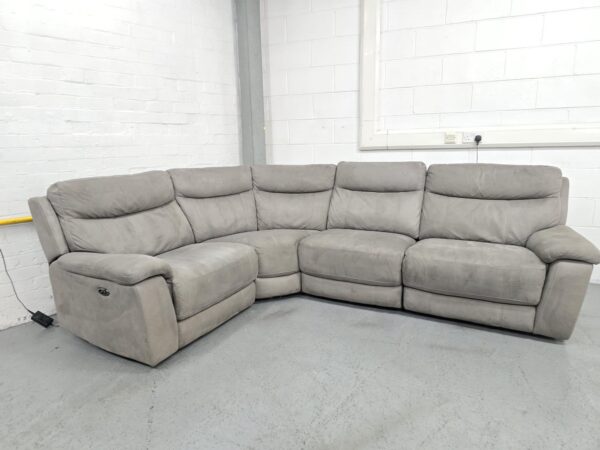 Grey Suede Electric Recliner Corner Sofa - Image 2