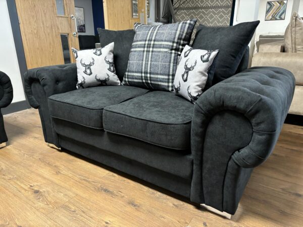 Verona Black 3 and 2 Seater Sofas - Image 6