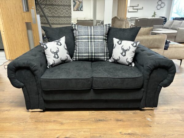 Verona Black 3 and 2 Seater Sofas - Image 5