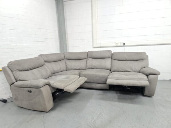 Grey Suede Electric Recliner Corner Sofa - Image 5