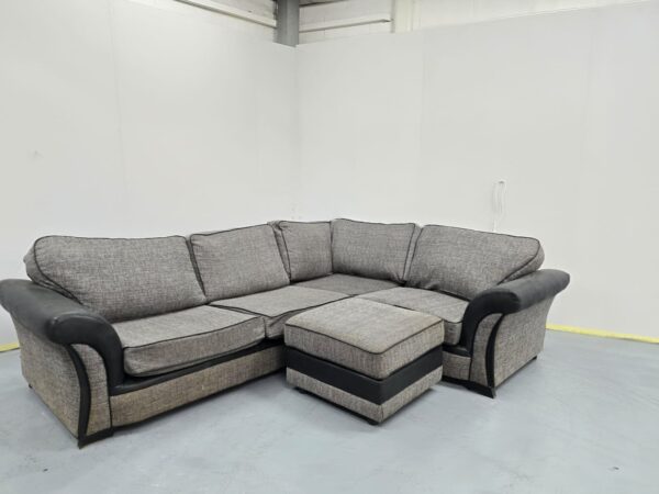 Fabric Grey/Black Corner Sofa - Image 4