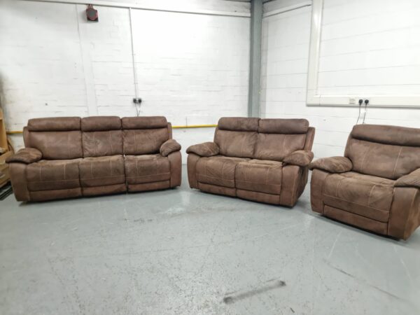 Harvey's Suede 3 Piece Suite Recliner Sofas and Chair