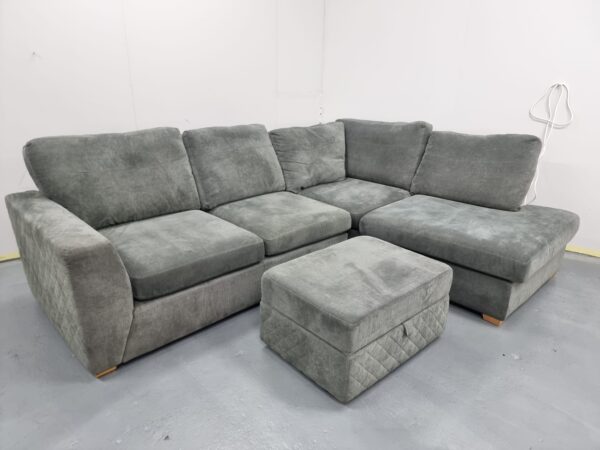 Dfs Grey Fabric Corner Sofa and Ottoman - Image 2