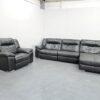 Dfs Black Leather 3 Seater Chaise and Chair Electric Recliners - Image 2