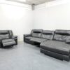 Dfs Black Leather 3 Seater Chaise and Chair Electric Recliners - Image 4