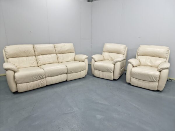 Dfs Cream Full Leather 3 Piece Suite Recliner Sofa and Chairs