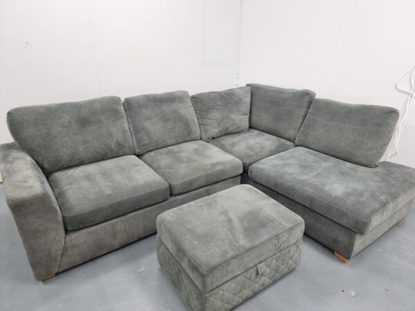 Dfs Grey Fabric Corner Sofa and Ottoman - Image 3